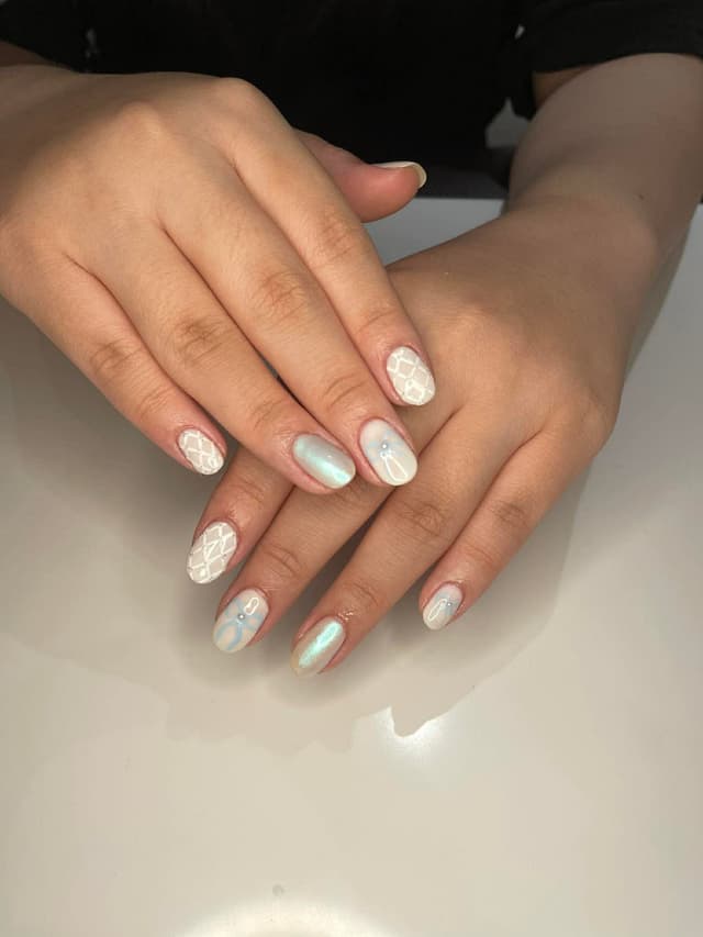 Pearl iridescent nail art