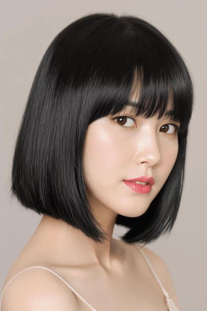 Blunt Bob with Full Bangs — Korean women's hairstyle