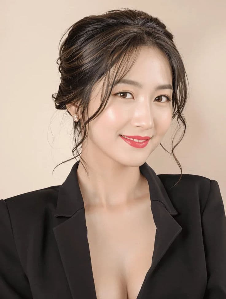 Classic Updo with Soft Curls — Korean women's hairstyle