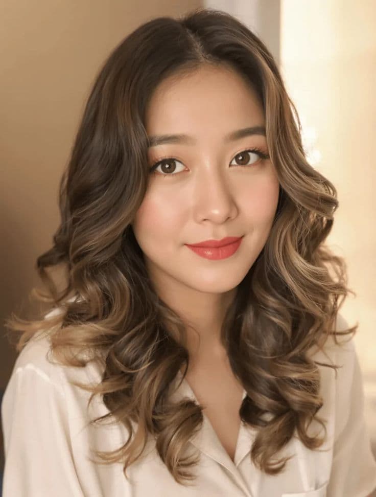 K-beauty women's hair — glamorous Korean curls