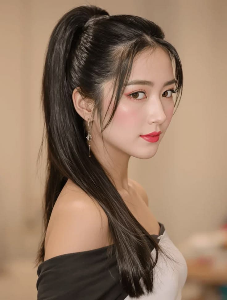 High Ponytail with Sleek Finish — Korean women's hairstyle