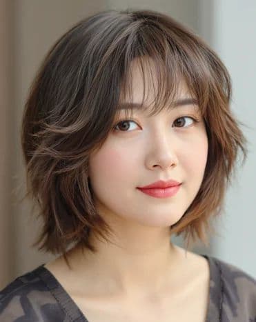 Tousled Short Hair with Bangs — Korean women's hairstyle