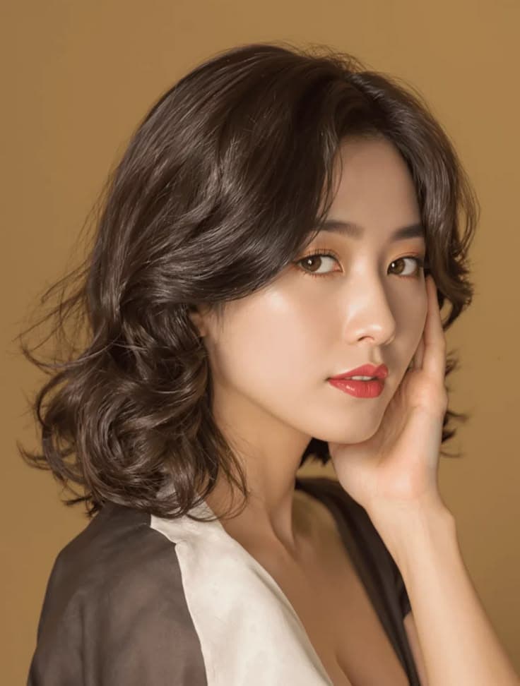 Voluminous Curls with Side Part — Korean women's hairstyle