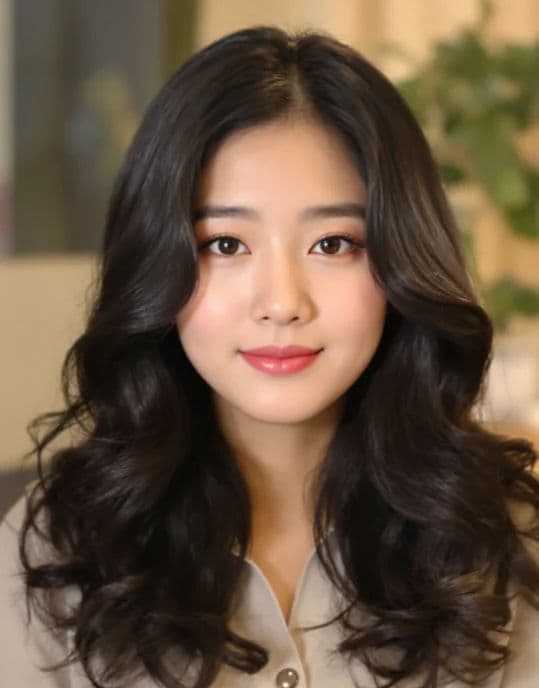 Voluminous Curls with a Glossy Finish — Korean women's hairstyle